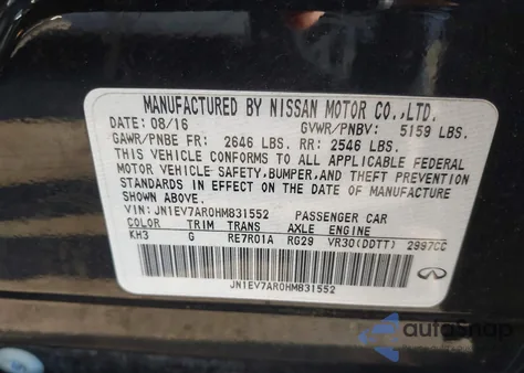 2017 Infiniti Q50 3.0T Premium z USA, uszkodzony, nr VIN JN1EV7AR0HM831552